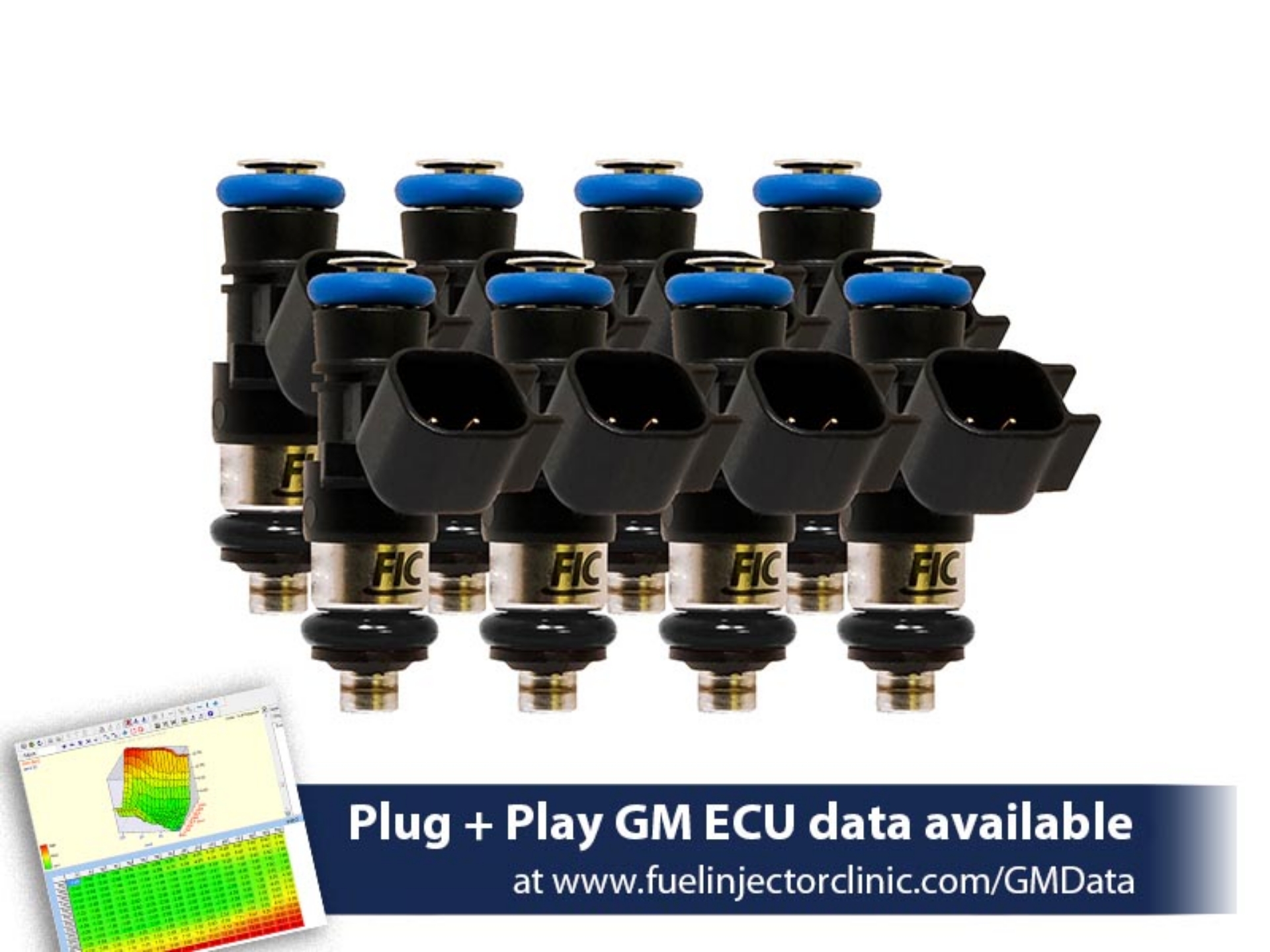 Picture of FIC850cc (94 lbs/hr at OE 58 PSI fuel pressure) FIC Fuel Injector Clinic Injector Set for 6.2 Truck Motors ('09-'13) Injector Sets (High-Z)