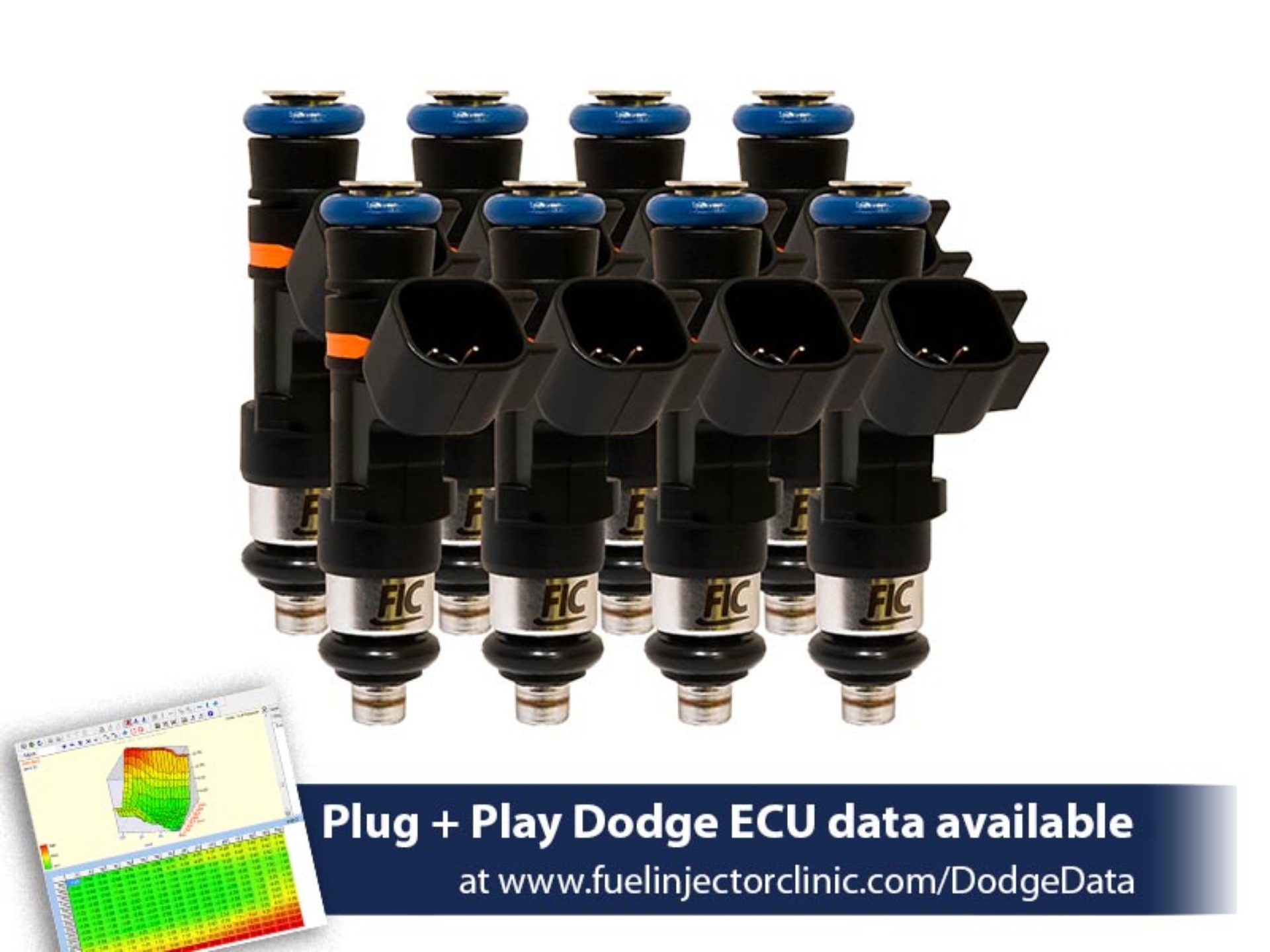 Picture of FIC445cc (50 lbs/hr at OE 58 PSI fuel pressure) FIC Fuel Injector Clinic Injector Set for Dodge Hemi SRT-8, 5.7 (High-Z)