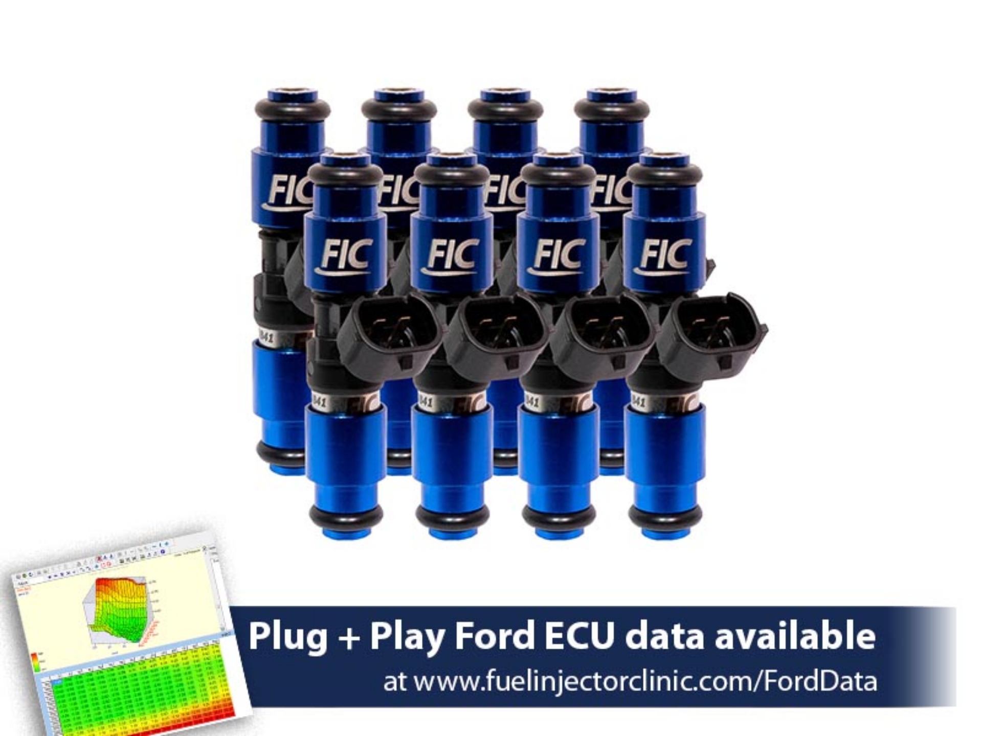 Picture of FIC2150cc (200 lbs/hr at 43.5 PSI fuel pressure) FIC Fuel  Injector Clinic Injector Set for Mustang GT (1987-2004)/ Cobra (1993-1998)(High-Z)