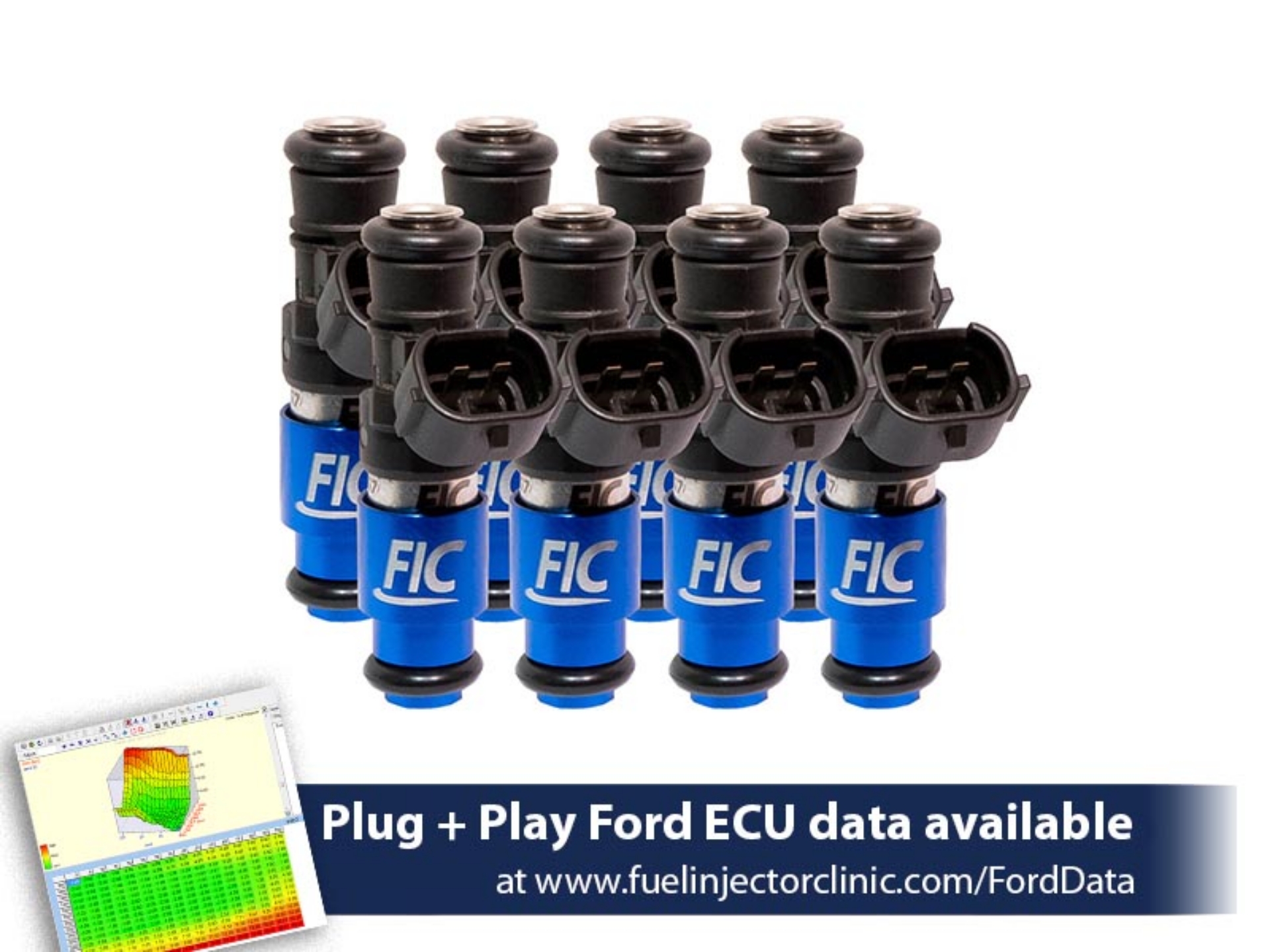 Picture of FIC2150cc (200 lbs/hr at 43.5 PSI fuel pressure) FIC Fuel  Injector Clinic Injector Set for Ford Shelby GT500 (2007-2014) / Ford GT40 (2005-2006)(High-Z)