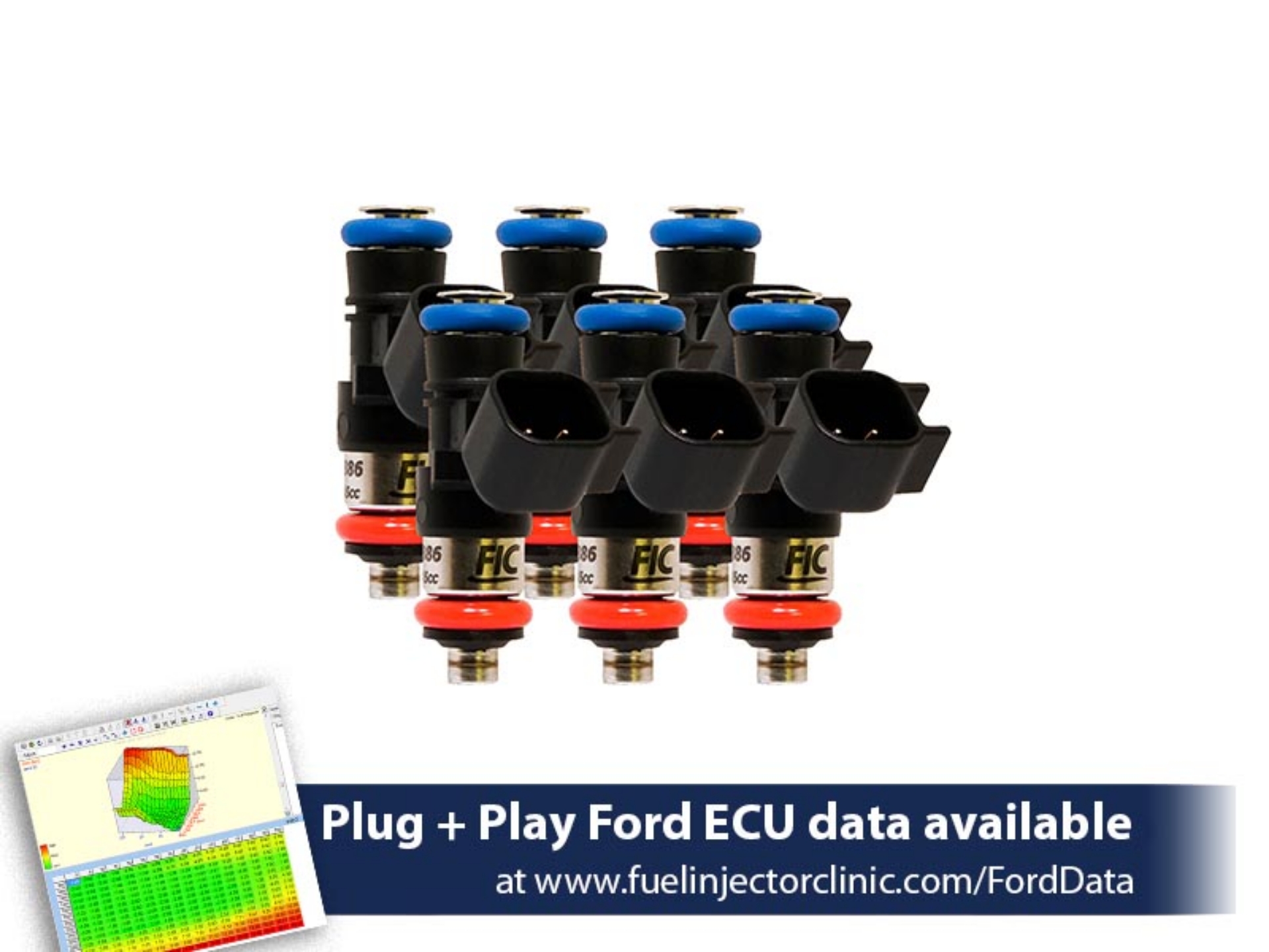 Picture of FIC1000cc (95 lbs/hr at 43.5 PSI fuel pressure) FIC Fuel  Injector Clinic Injector Set for Ford Raptor (2010-2014) Injector Sets