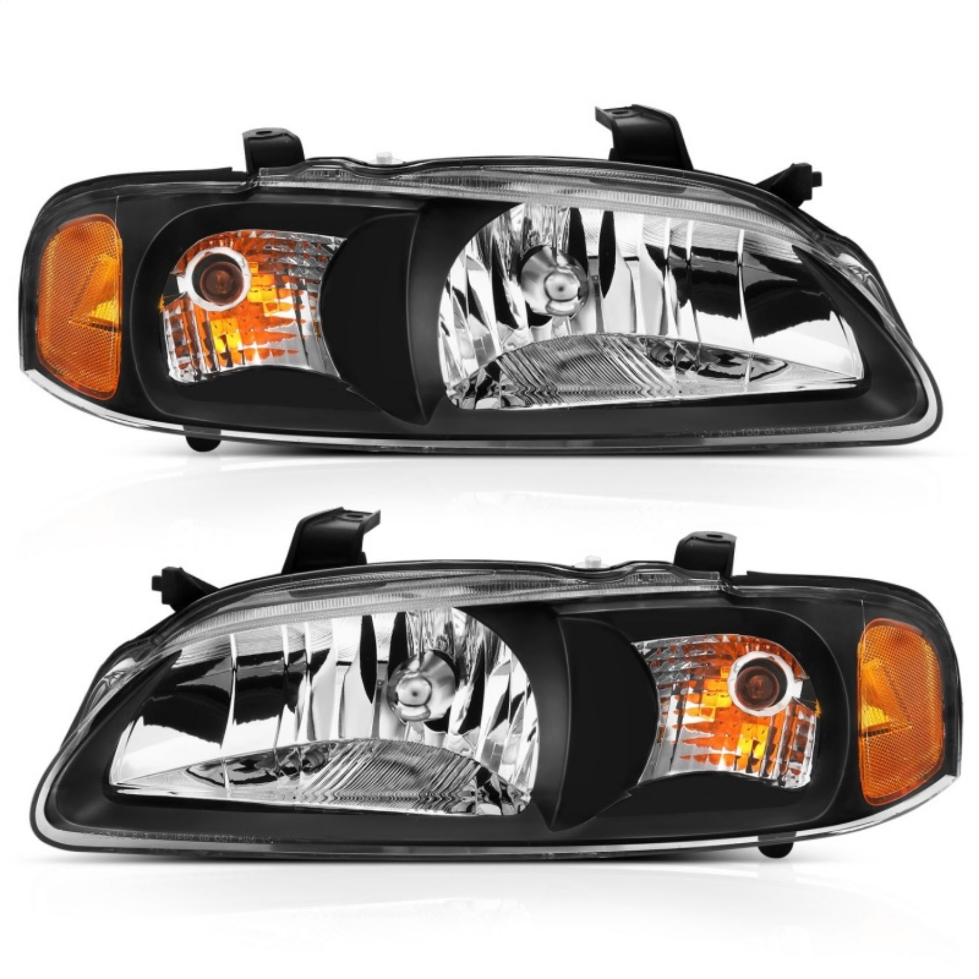 Picture of ANZO 2000-2002 Nissan Sentra Crystal Headlight Black Amber Reflector