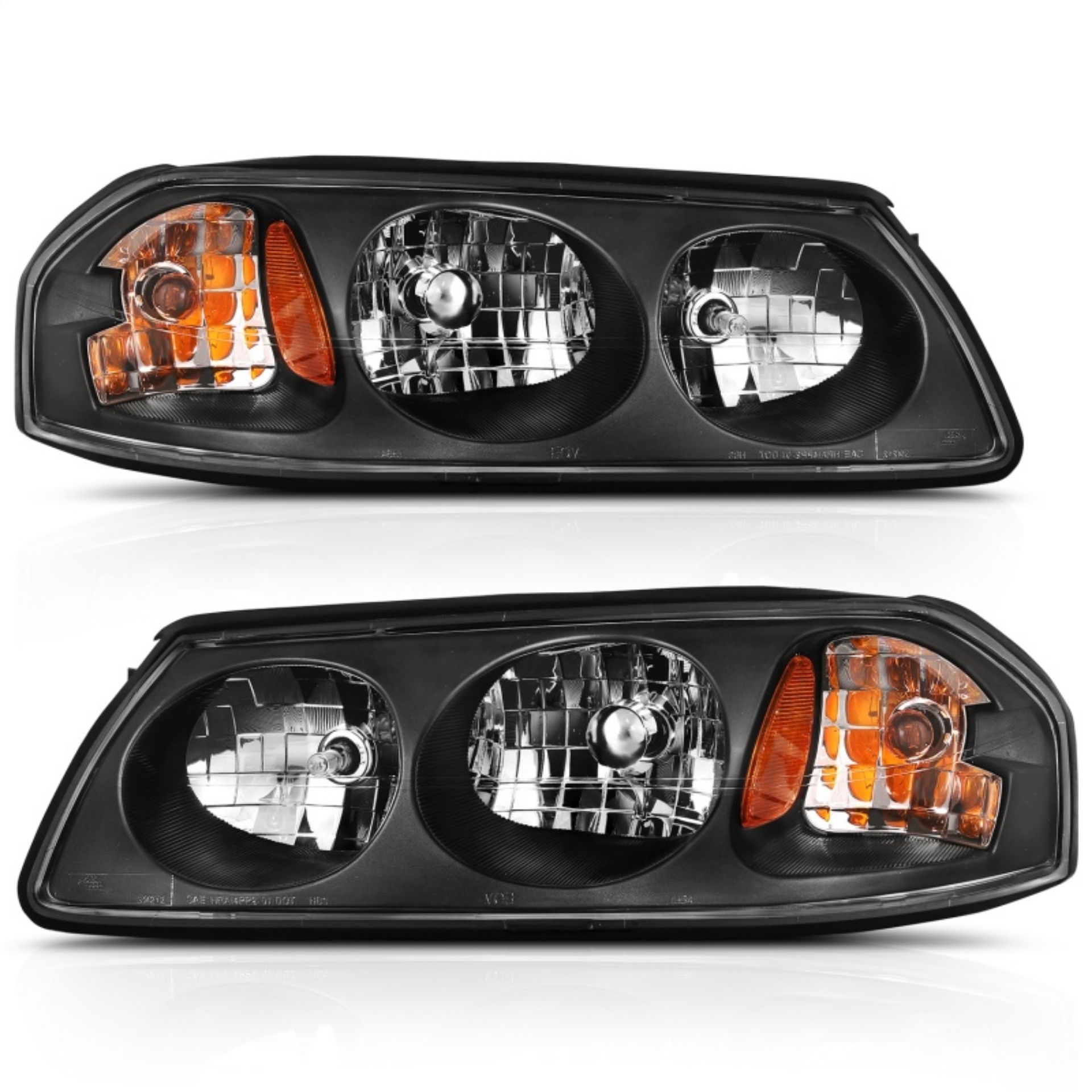 Picture of ANZO 2000-2005 Chevy Impala Crystal Headlight Black Amber