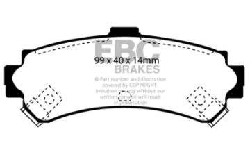 Picture of EBC 95-97 Nissan Sentra 1-6 Ultimax2 Rear Brake Pads