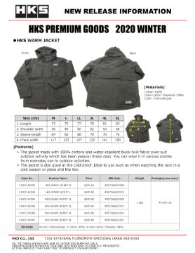 Picture of HKS Warm Jacket - US Size L