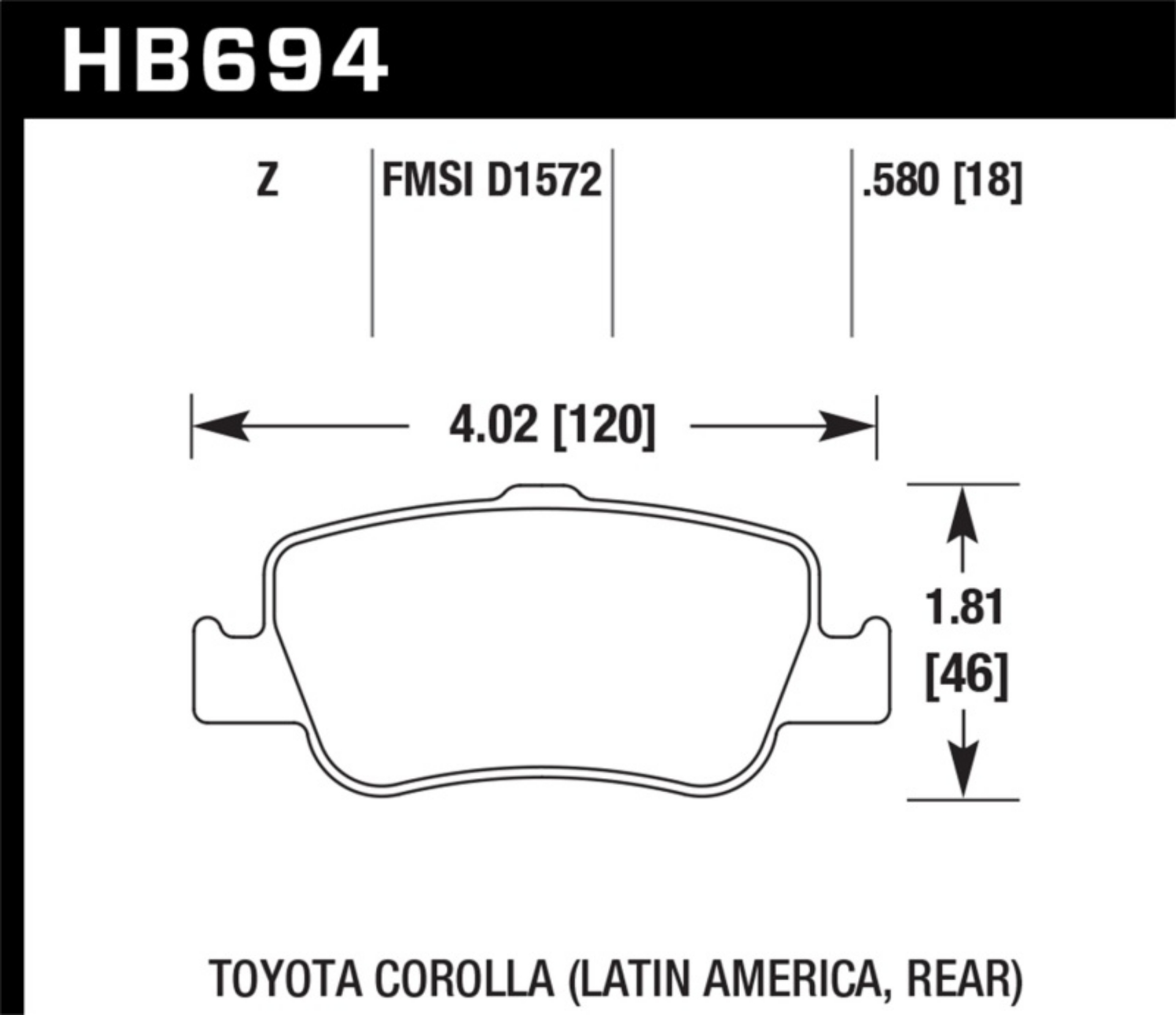 Picture of Hawk 09-10 Toyota Corolla XRS Performance Ceramic Rear Street Brake Pads