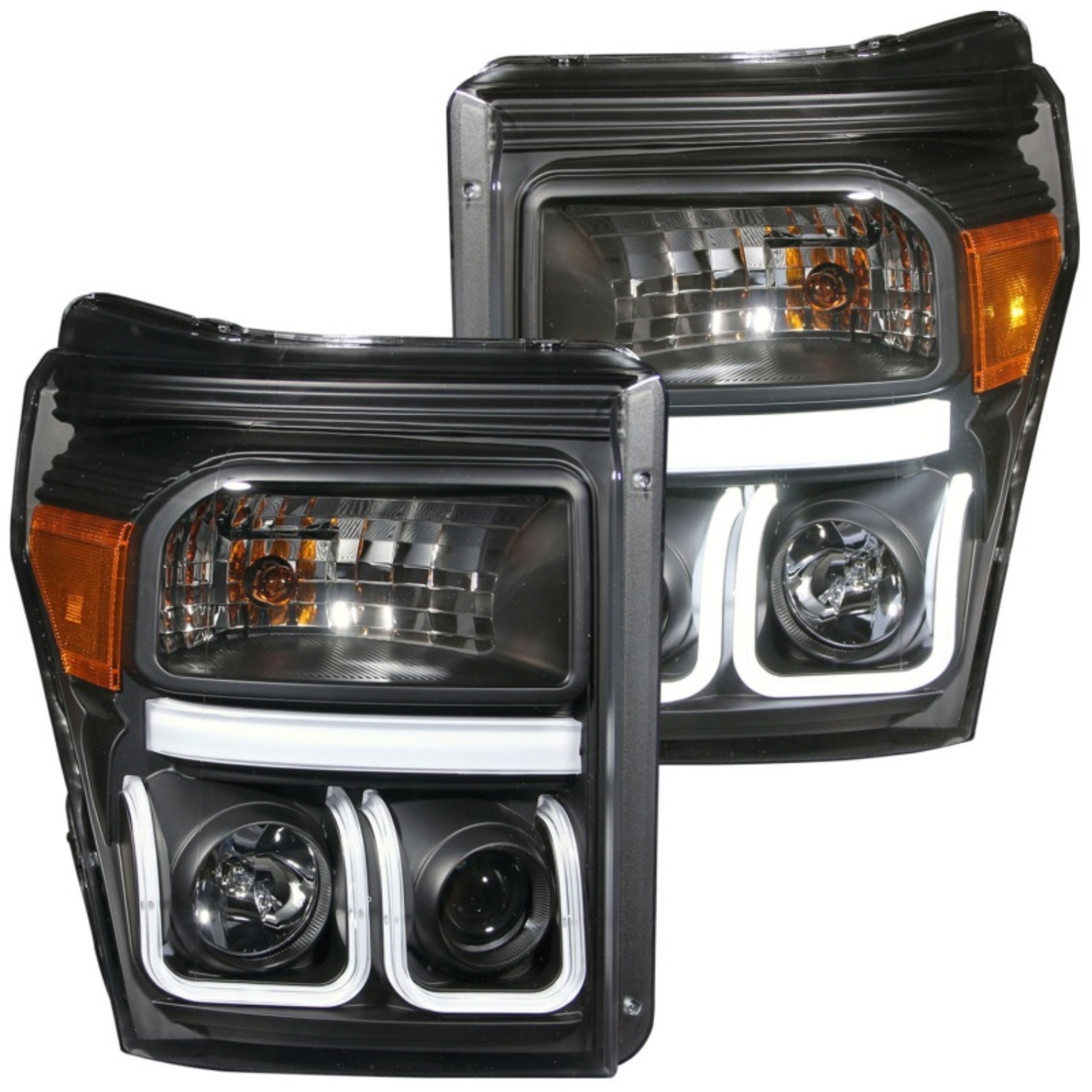 Picture of ANZO 2011-2015 Ford F-250 Projector Headlights w/ U-Bar Black