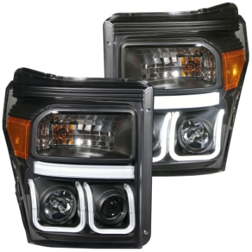 Picture of ANZO 2011-2015 Ford F-250 Projector Headlights w/ U-Bar Black