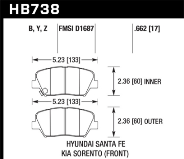 Picture of Hawk 2013 Hyundai Santa Fe / 14-15 Kia Sorento HPS 5.0  Performance Front Brake Pads