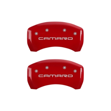 Picture of MGP 4 Caliper Covers Engraved Front & Rear Gen 4-Camaro Red finish silver ch