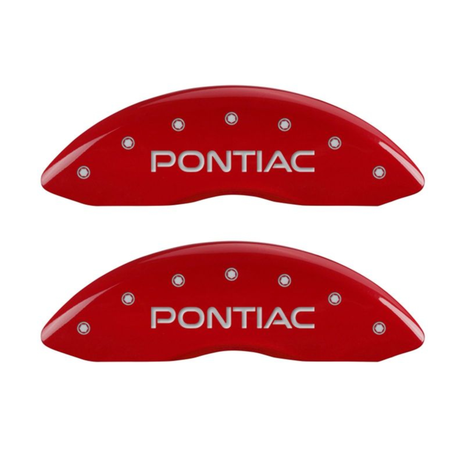 Picture of MGP 4 Caliper Covers Engraved Front Pontiac Engraved Rear Arrow Red finish silver ch