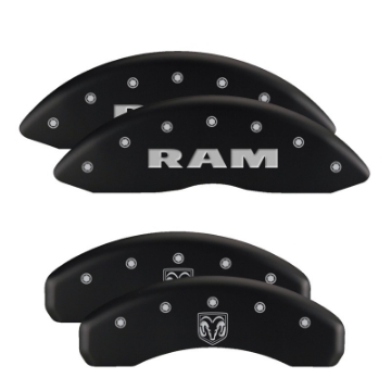 Picture of MGP 4 Caliper Covers Engraved Front & Rear With stripes-Dodge Black finish silver ch