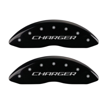 Picture of MGP 4 Caliper Covers Engraved Front & Rear Block-Charger Black finish silver ch