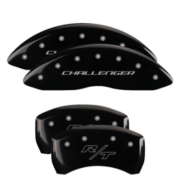 Picture of MGP 4 Caliper Covers Engraved Front & Rear Cursive-Charger Black finish silver ch