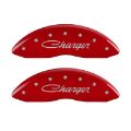 Picture of MGP 4 Caliper Covers Engraved Front & Rear Cursive-Charger Red finish silver ch