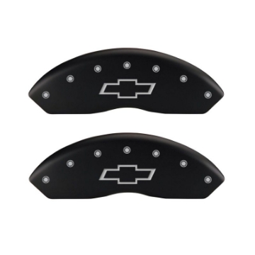 Picture of MGP Front set 2 Caliper Covers Engraved Front Bowtie Red finish silver ch