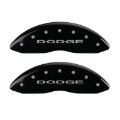Picture of MGP Front set 2 Caliper Covers Engraved Front With out stripes-Dodge Black finish silver ch