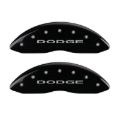 Picture of MGP Front set 2 Caliper Covers Engraved Front With out stripes-Dodge Black finish silver ch