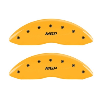 Picture of MGP Front set 2 Caliper Covers Engraved Front MGP Yellow finish black ch