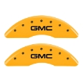 Picture of MGP 4 Caliper Covers Engraved Front & Rear GMC Yellow finish black ch