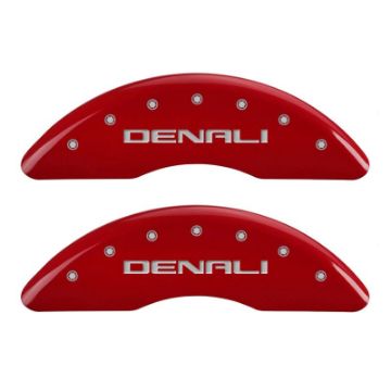 Picture of MGP 4 Caliper Covers Engraved Front & Rear Denali Red finish silver ch