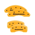 Picture of MGP 4 Caliper Covers Engraved Front & Rear Impala Yellow finish black ch