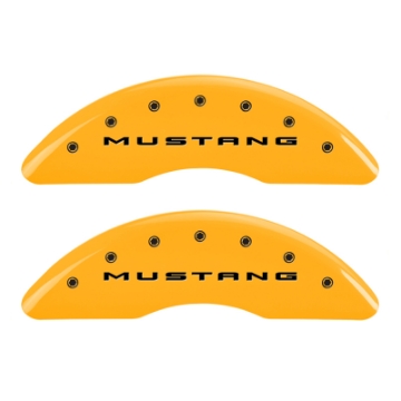 Picture of MGP 4 Caliper Covers Engraved Front 2015-Mustang Engraved Rear 2015-GT Yellow finish black ch
