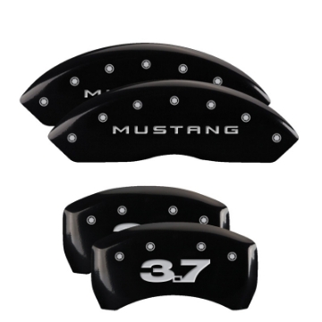 Picture of MGP 4 Caliper Covers Engraved Front 2015-Mustang Engraved Rear 2015-GT Yellow finish black ch