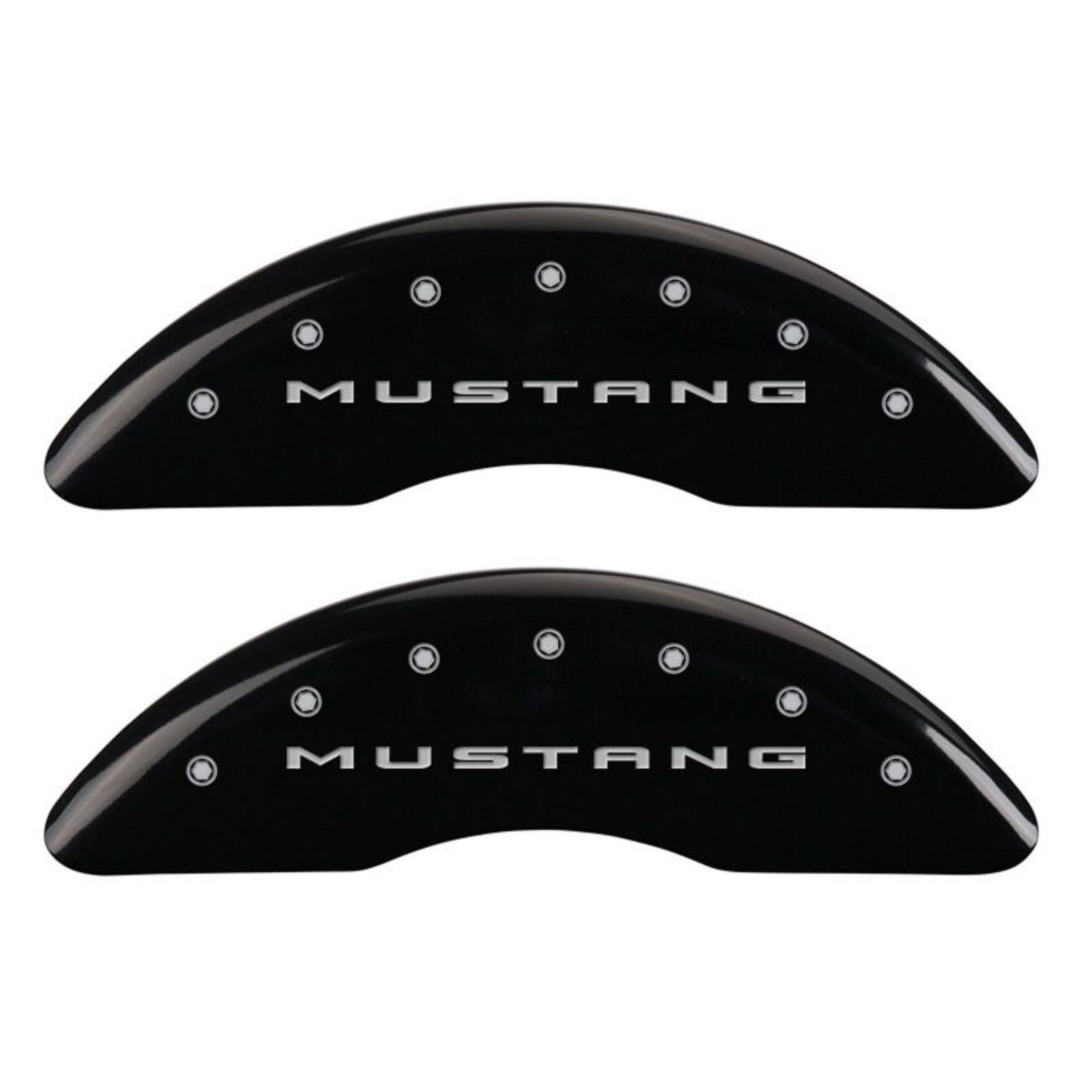 Picture of MGP 4 Caliper Covers Engraved Front 2015-Mustang Engraved Rear 2015-50 Black finish silver ch