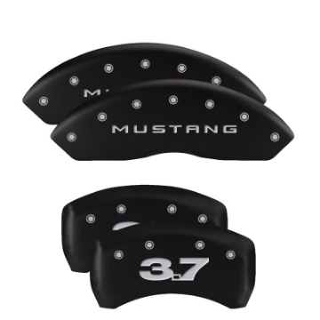 Picture of MGP 4 Caliper Covers Engraved Front 2015-Mustang Engraved Rear 2015-50 Black finish silver ch