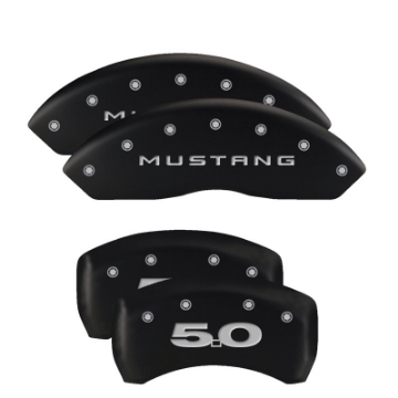 Picture of MGP 4 Caliper Covers Engraved Front 2015-Mustang Engraved Rear 2015-Bar & Pony Black fnsh silver ch