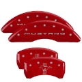 Picture of MGP 4 Caliper Covers Engraved Front 2015-Mustang Engraved Rear 2015-Bar & Pony Red finish silver ch