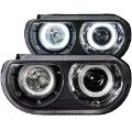 Picture of ANZO 2008-2014 Dodge Challenger Projector Headlights w/ Halo Black (CCFL) (HID Compatible)