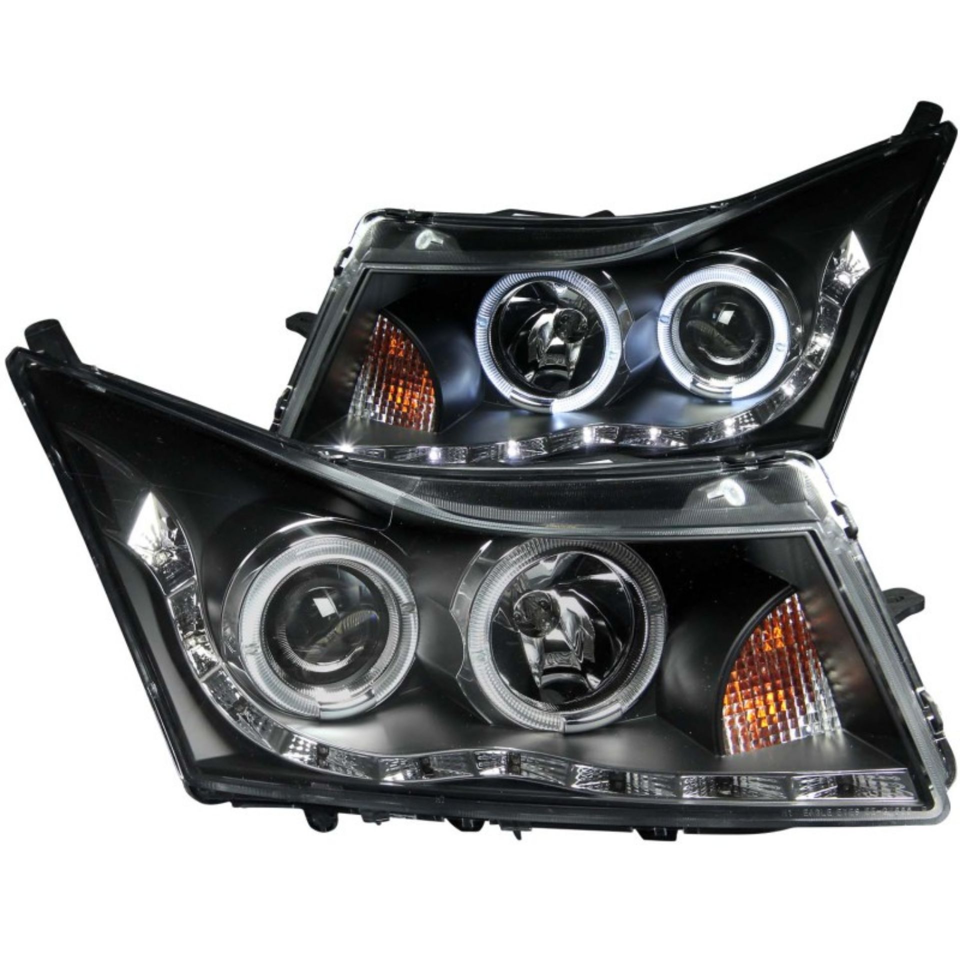 Picture of ANZO 2011-2015 Chevrolet Cruze Projector Headlights w/ Halo Black (LED Eyebrow)