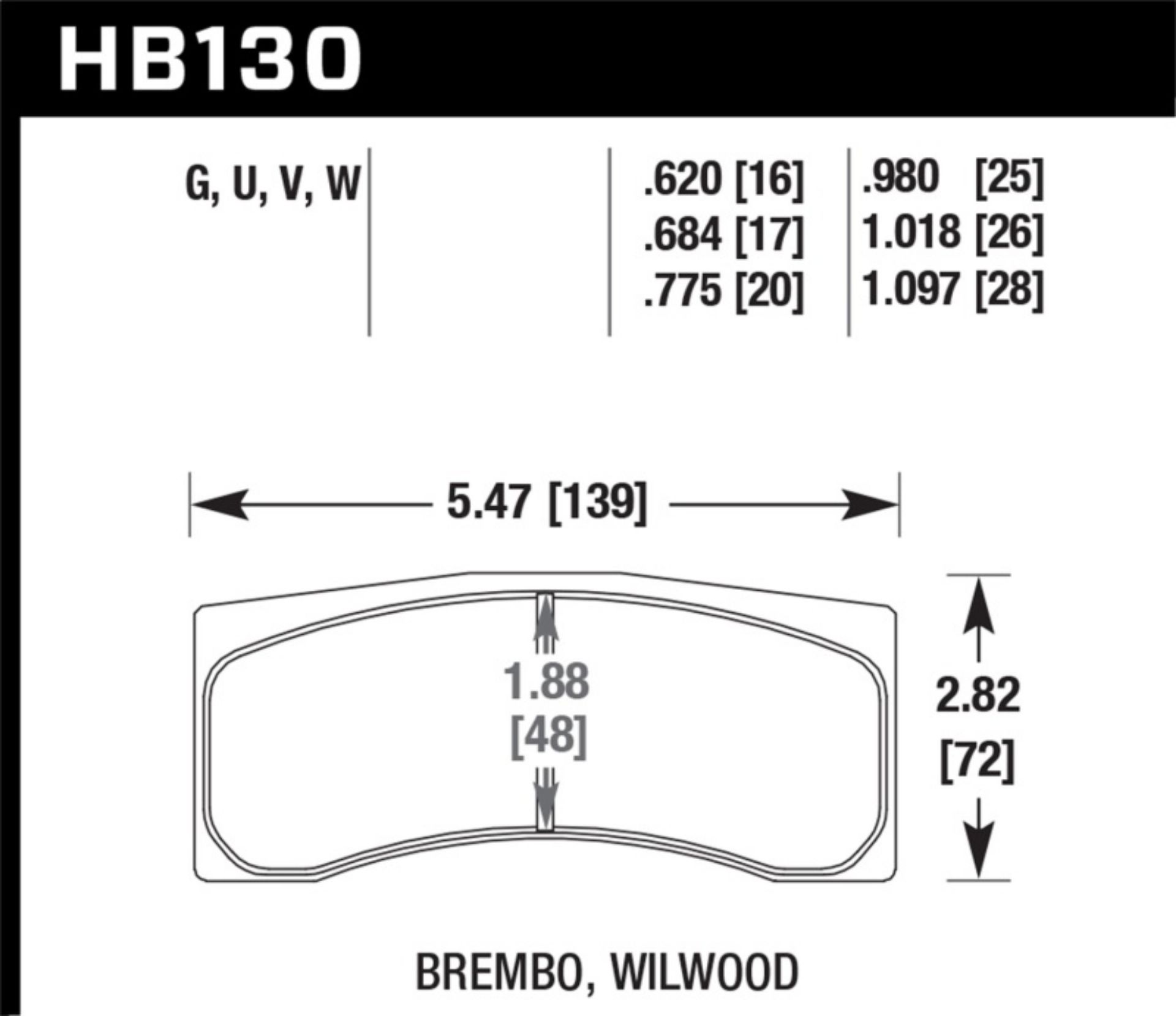 Picture of Hawk DTC-80 Brembo 28mm Race Brake Pads