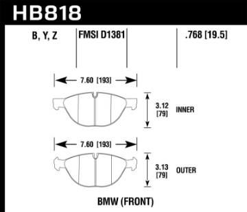 Picture of Hawk 11-17 BMW X5 xDrive / 08-17 BMW X6 xDrive HPS 5.0 Front Brake Pads