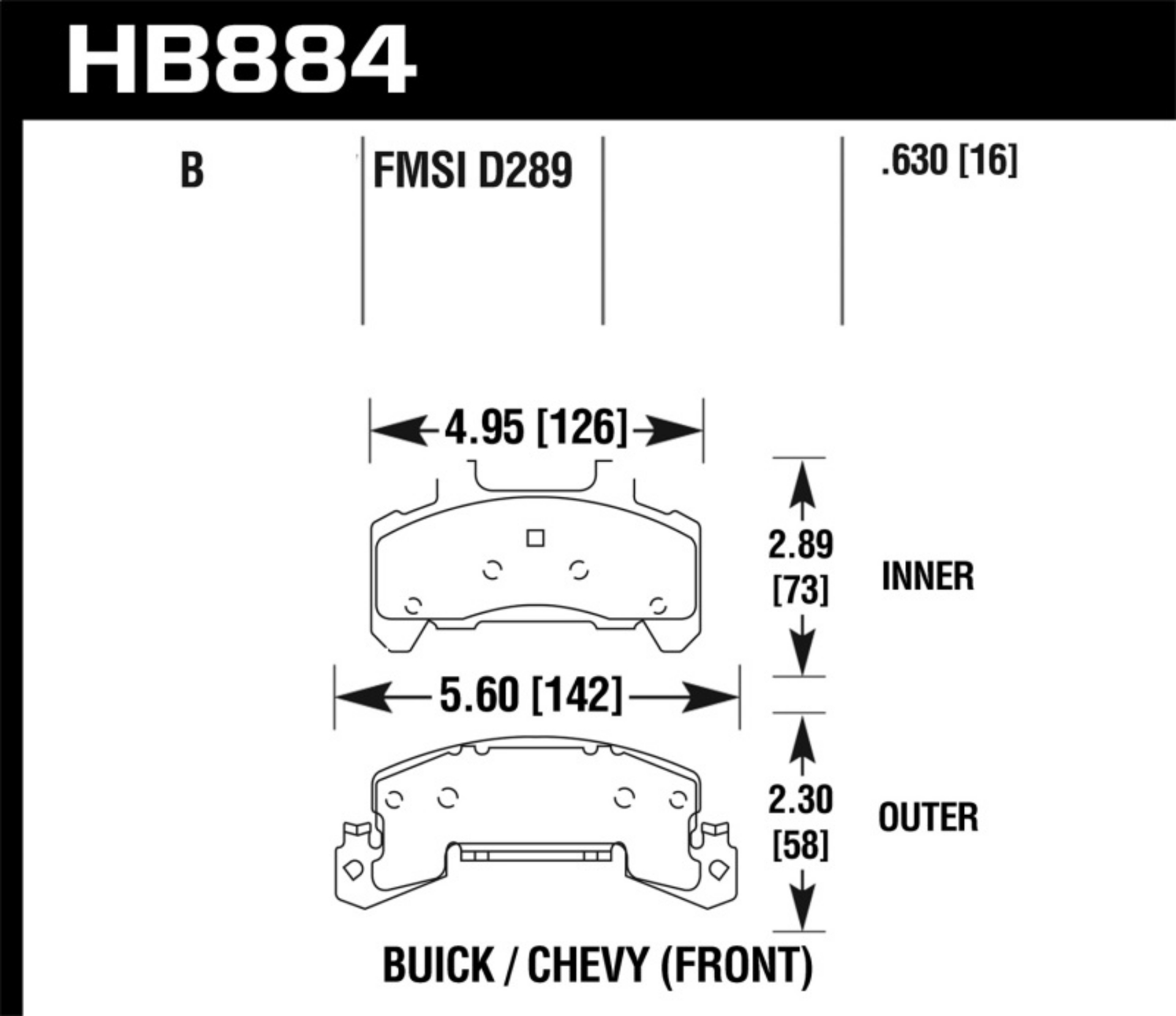 Picture of Hawk 85-91 Chevrolet Cavalier HPS 5.0 Front Brake Pads