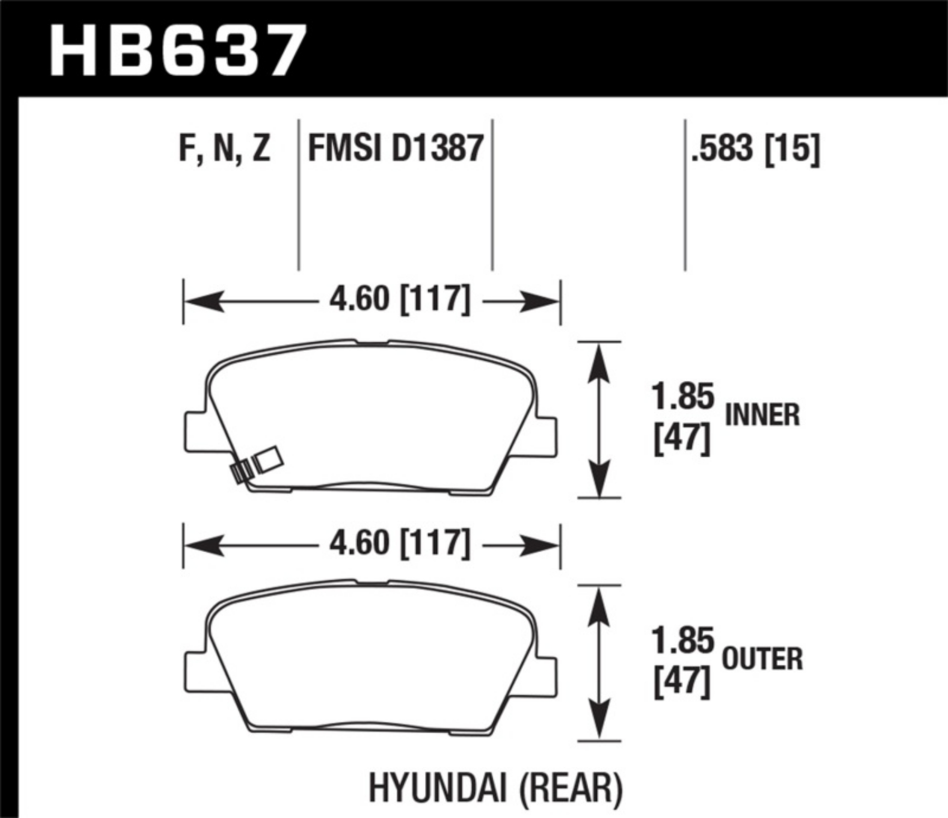 Picture of Hawk 09-10 Hyundai Genesis Sedan V8 Performance Ceramic Street Rear Brake Pads s