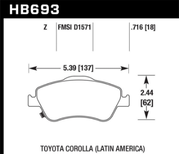 Picture of Hawk 07-11 Toyota Corolla (Latin America Models) Performance Ceramic Street Front Brake Pads