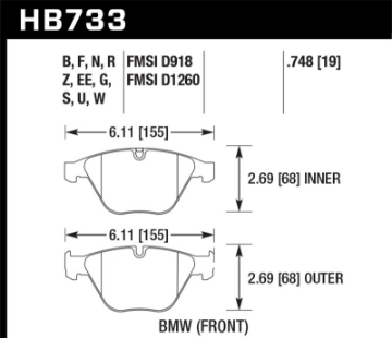 Picture of Hawk 11-13 BMW Z4 sDrive35is Performance Ceramic Street Front Brake Pads