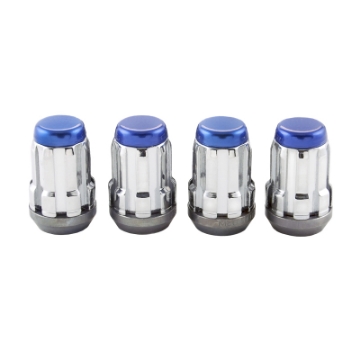 Picture of McGard SplineDrive Lug Nut (Cone Seat) M12X1.5 / 1.24in. Length (4-Pack) - Blue Cap (Req. Tool)
