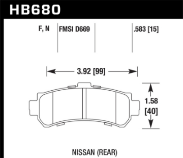 Picture of Hawk 96-99 Nissan Sentra Rear HPS Brake Pads