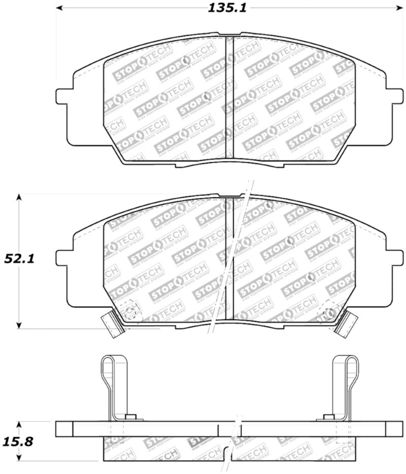 Picture of StopTech Street Touring 00-09 S2000-06+ Civic Si Front Brake Pads