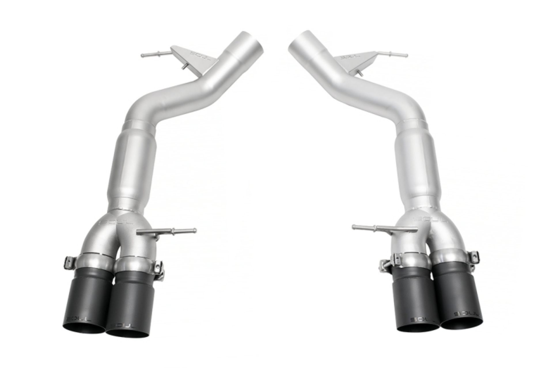 Picture of SOUL 12-18 BMW F06 / F12 / F13 M6 Resonated Muffler Bypass Exhaust - 3.5in Strght Cut Satin Blk Tips