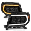 Picture of ANZO 05-11 Toyota Tacoma Full Proj Headlights w/Lght Bar Swchbk Seq. Blk. Housing w/Initiation Light