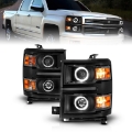 Picture of ANZO 14-15 Chevrolet Silverado 1500 Projector Headlights w Halo Black Housing w Black Trim