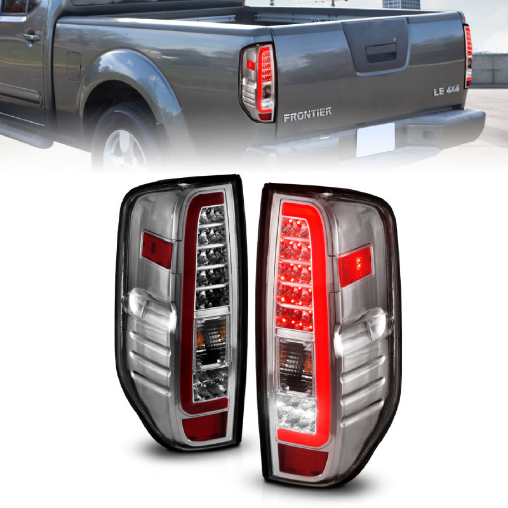Picture of ANZO 2005-2021 Nissan Frontier LED Taillights Chrome Housing/Clear Lens