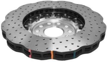 Picture of DBA 15-20 Volkswagen Golf R 3-6L Front 5000 Series Cross Drilled Rotor w-Silver Hat