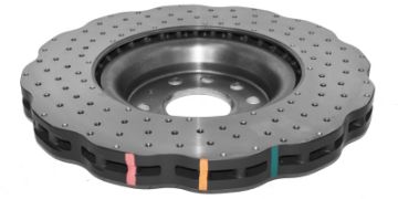 Picture of DBA 15-20 Volkswagen Golf R Front 4000 Series Cross Drilled Rotor w-Silver Hat