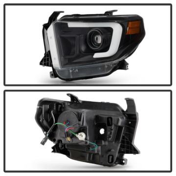 Picture of Spyder 14-17 Toyota TundraSR-SR5 Light Bar Projector Headlights - LED - Black PRO-YD-TTU14AP-BK